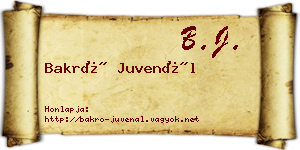 Bakró Juvenál névjegykártya